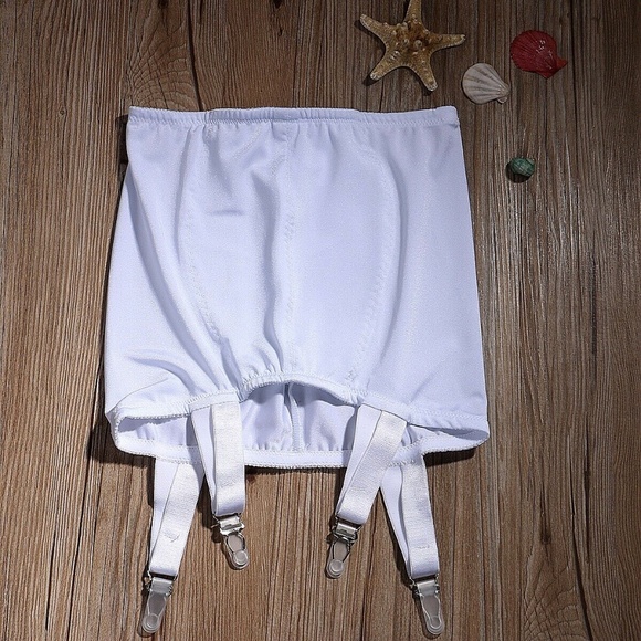 XXL SIZE WHITE Bride's Open bottom Girdle 4 straps/garters. Stretch Satin - Picture 3 of 6